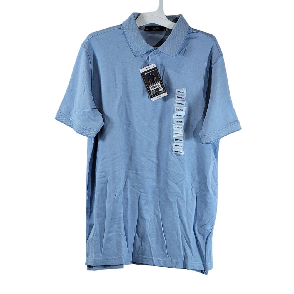 Members Mark Men's Pique Polo Shirt, Blue, Size S, NWT